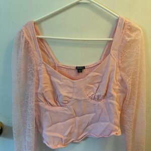 Wild Fable Pink Ruched Crop Blouse